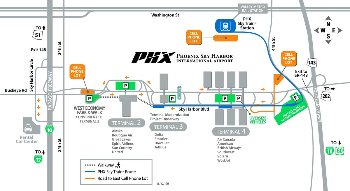 Phoenix internasionale lughawe kaart