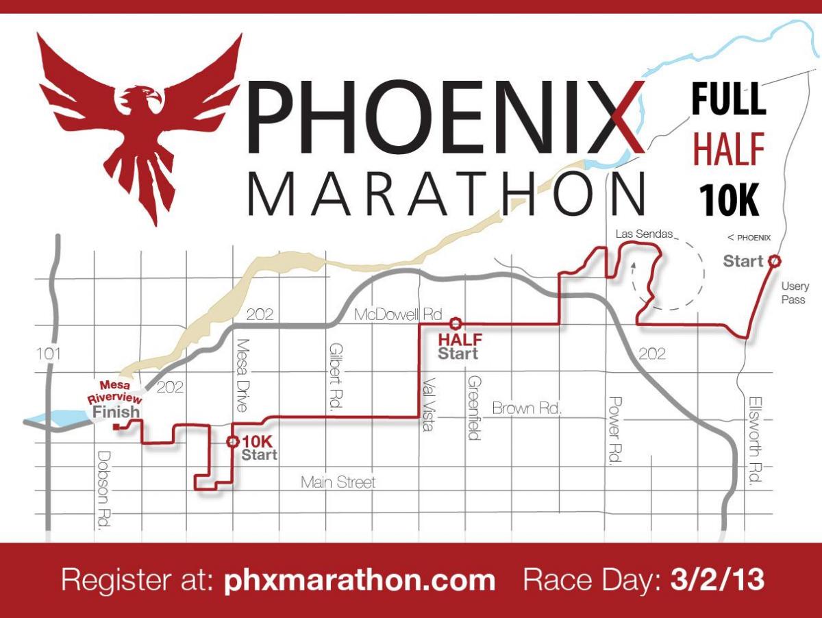kaart van Phoenix maraton