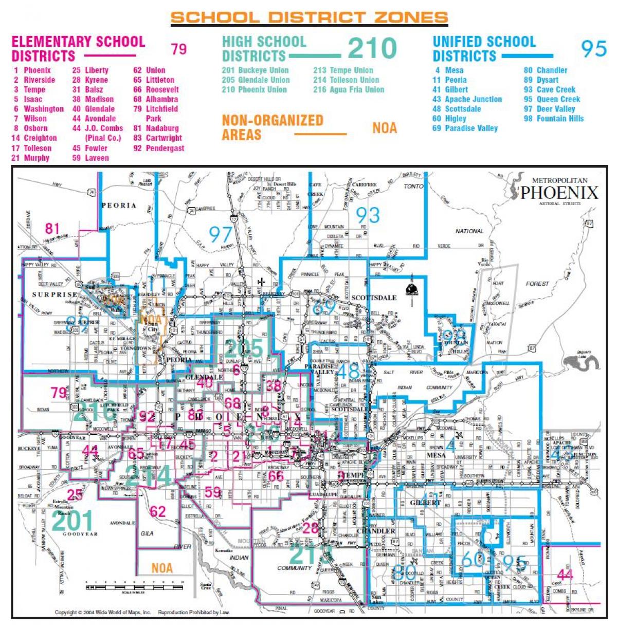 Phoenix union high school district kaart