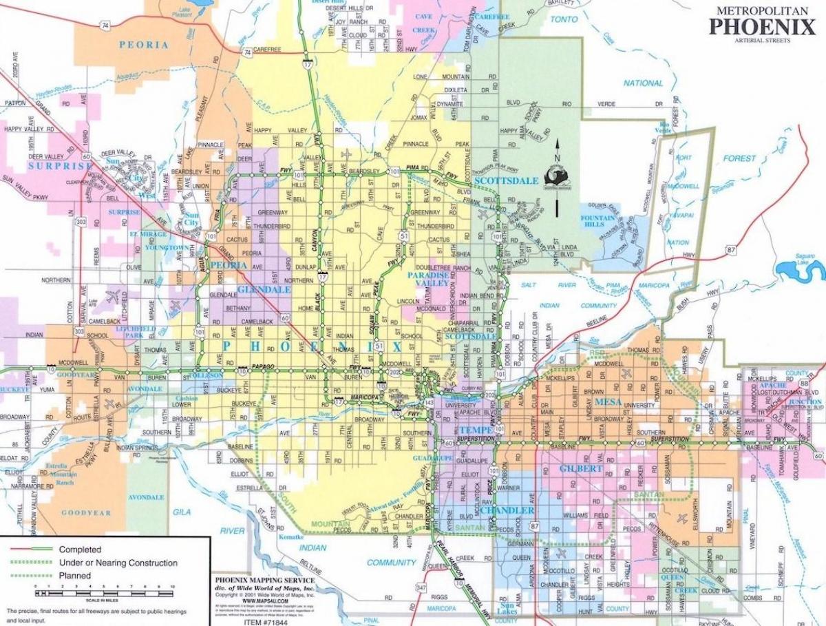 Phoenix stad kaart Arizona