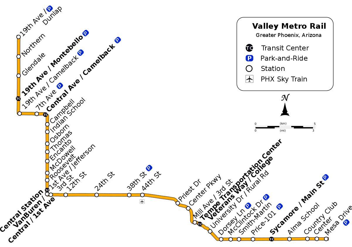 Vallei metro bus roete kaart