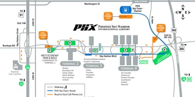 Phoenix internasionale lughawe kaart