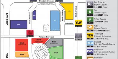 Parkering kaart van die universiteit van Phoenix-stadion